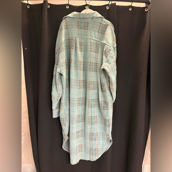 Free People Oversized Plaid Shirt Jacket Color: MOSS XL NWT - Picture 7 of 7